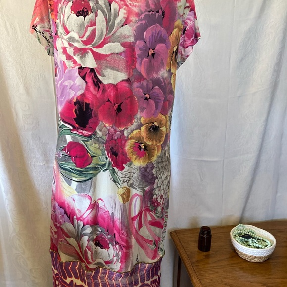 CLASS ROBERTO CAVALLI Vintage Midi Shift Dress Floral Print Size 14 - Picture 7 of 13